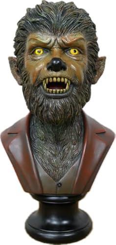 Gothic Werewolf Bust Decorative Ornament, Horror Monster Home Decor, Resin Sculpture