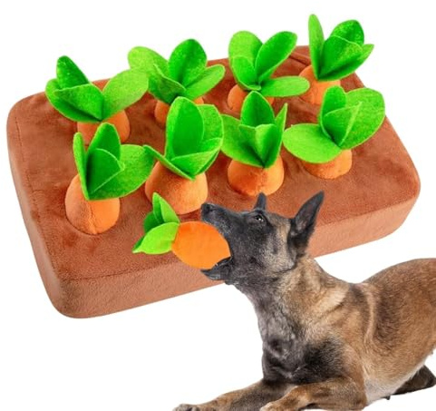 MEISO Jouet Intelligent pour Chien, Carottes en Peluche, Jouet Interactif en Peluche Carotte Tapis à Renifler, Entraînement à Renifler, Intelligence Chien pour Chiens de Petite, Moyenne Grande Taille