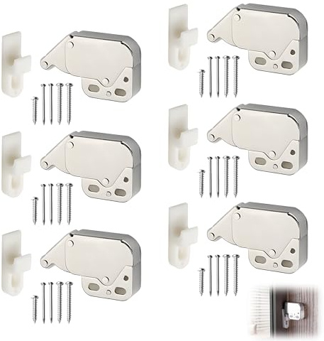 6 PCS Mini Latch Cierre Presión Puerta, Armario Cierres Muelles Mini Pestillo de Resorte Mini Pestillo Diseño Sin Tiradores para Caravanas Autocaravanas Armarios Puertas Gabinetes de Oficina Muebles