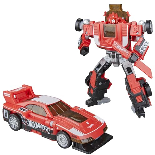 Transformers Collaborative Hot Wheels® x GT-Scorcher, Deluxe Class 5-Inch Robot Action Figure Converts to Racecar, Ages 8+