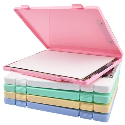 FINGERINSPIRE Caja organizadora de papel A4, 5 unidades, 235 x 325 x 25 mm, caja de almacenamiento de plástico para portapapeles, 5 colores, rectangular, bandeja de archivos, bloc de notas