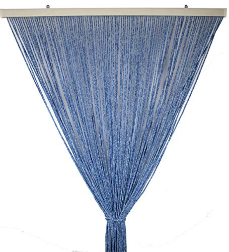 Tata Home Tenda Antimosche per Porta Finestra Moschiera a Pannello Modello Gabry in Corda di Poliestere Resistente Misura 140 x 230 cm Colore Blu