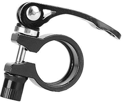 IKAAR Fahrrad Sattelklemme mit Schnellspanner Aluminium Legierung Sattelklemme 34,9 Sattelkloben Sattelstützklemmring Sattelbefestigung Schwarz