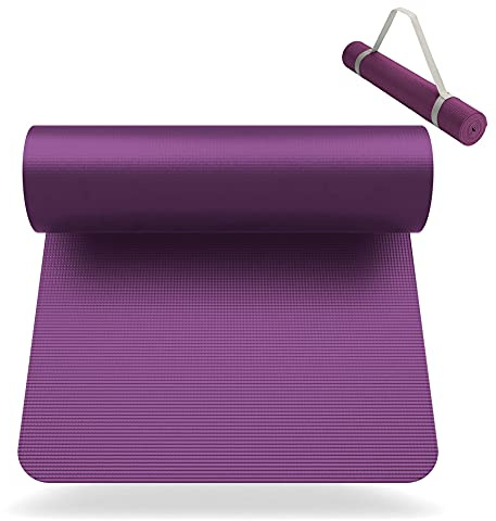 SNIKES Tappetino da yoga a forma di bacca (180 x 60 cm) con tracolla inclusa – Tappetino da yoga per palestra, allenamento e yoga – Tappetino antiscivolo e extra sottile in 4 mm di spessore –