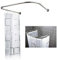 TIXBYGO Duschstangen-Komplett-Set, U-Form 90x80cm, Kariert Duschvorhang 300x200cm, 14 Haken, Edelstahl, Glänzend, Silber, für Bad, Balkon