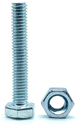 DOJA Barcelona | Tornillos con Tuerca | 25 Tornillos Hexagonales con 25 Tuercas | M8x80mm | en Acero Galvanizado | Tornillos y Tuercas, Tornillo Roscado y Tuerca, Pernos Con Tuerca, Cabeza Hexagonal