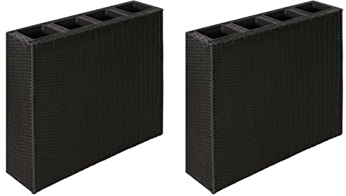 Yumeng Garten-Hochbeet mit 4 Töpfen 2 STK, Pflanzkübel, Kräuterbeet, Hochbeete-kit, Schneckenzaun, Pflanztrog, Pflanzgefäße, Pflanzfolie Für Hochbeet,Teichbecken, Poly Rattan Schwarz