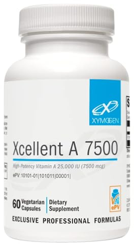 XYMOGEN Xcellent A 7500 - Supports Immune Function, Cellular Health & Mucosal Surfaces - Vitamin A as Retinyl Palmitate - Vegetarian, Non-GMO & Gluten Free - 60 Capsules