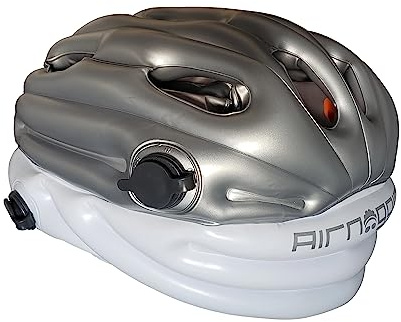 Airnoggin - Aufblasbarer Helm, faltbarer & tragbarer Erwachsenen-Helm für Fahrrad & Rollerfahrer (silber/weiß)