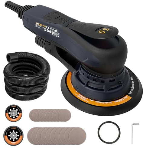 MAXXT Brushless 5.0mm Random Orbital Sander 230V Multi-Function 125mm&150mm Variable Speed Electric Orbital Sander with 10 Sanding Discs for Woodworking