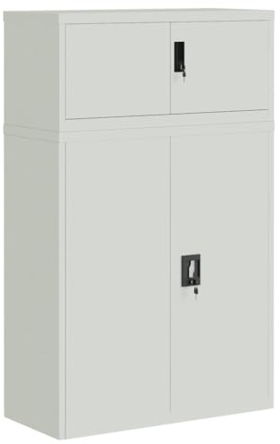 vidaXL Classeur Gris Clair 90x40x145 cm Acier, Armoire à dossiers, Armoire de Rangement, Armoire de Bureau, Armoire de classement, unité de Rangement