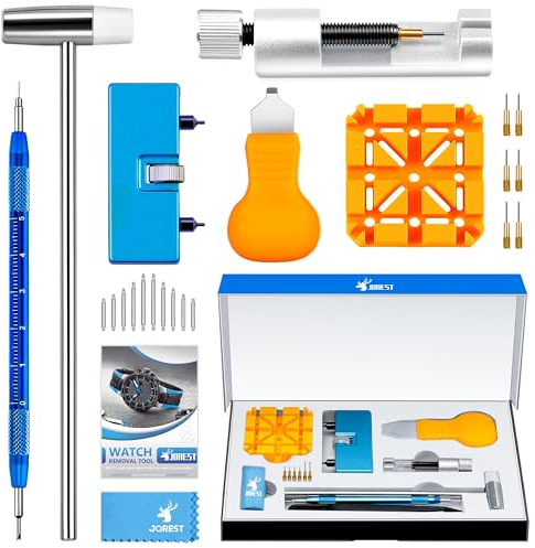 JOREST Uhrmacherwerkzeug, Uhr Batteriewechsel, Uhrenarmband Verkleinern, Uhrenöffner Gehäuseöffner, Stiftausdruck Uhrenarmbänder Kürzen Uhrenglieder, Uhrenschlüssel Uhrendeckelöffner, Uhrenwerkzeug