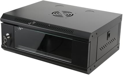 ECUTEE 4HE Server Rack Schrank Netzwerkschrank 4U Server Rack Cabinet Boden-/Wandmontage 550×400×210mm(W×D×H) Traglast 60kg, Glasfrontplatte Router Schrank