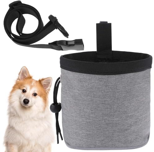 Leckerlibeutel für Hunde,Grau Leckerlitasche für Hunde Praktische Futterbeutel Hundetraining Multifunktionale Futterbeutel Hund mit Verstellbarem Hüftgurt Hundesnackbeutel für Das Gassigehen Hundetrai