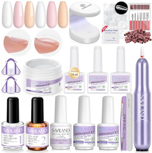 SAVILAND Pro Builder Gels Kit All-in-1: 3 Pcs White Pink Nudes Builder Gels for Nails with VE Castor Oil Hard Gel for Nails with Base Top Gel Nail drill for Nail Apex Extension Strengthening