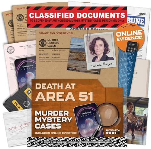 Lucky Egg MMC Death at Area 51 – Thrilling Murder Mystery Case File in a Classified Military Base – 47 Evidence Pieces, 150 Min Gameplay (3.5/5 Difficulty) – Cold Case Files Game for 1-10 Players