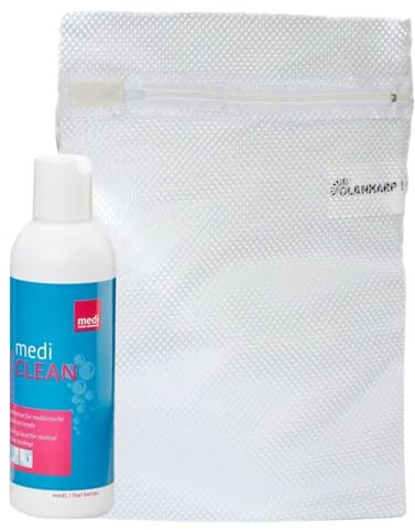 Detergente per calze compressive Medi Clean 200 ml - Protezione colore, delicato, inodore, con rete per lavaggio Olanmarp