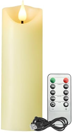Koelaa Candele LED Ricaricabili USB, Candele Senza Fiamma con Telecomando e Timer, Effetto Fiamma 3D Realistica per Decorazione Tavolo, Natale, Festival, Matrimonio - 7,5x12,5 cm