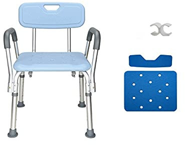 RUHEN Taburete de Ducha con Asiento Acolchado médico, Banco de Transferencia con Respaldo, Suministros médicos, taburetes de Ducha, Silla elevadora de bañera Antideslizante con Brazos para bañera