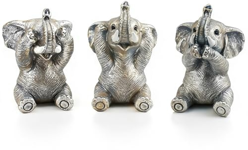 Irayin 3 Elefantes Decoracion Figuras, Elefante de la Suerte, Regalo Elefante para Mujer, Regalo para Aficionados de los Elefantes, Decoración para Salón, Escritorio, Oficina