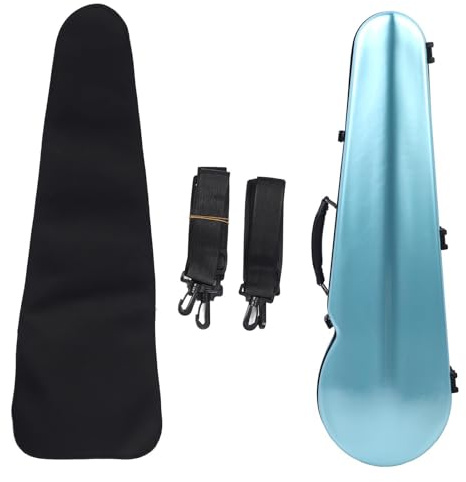 Eujgoov Violin Case 4/4 Carbon Fiber, Hygrometer, Thick Lining | Hard shell, adjustable neck rest and shoulder straps, padded interior, travel use, fits full size instruments
