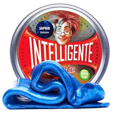 Intelligente Knete - Das Original! Saphir mit Glitzer-Effekt - Kinderknete und Therapieknete in einem - Besser als jeder Stressball! Für Kinder und Erwachsene (Standard-Dose, 80g)
