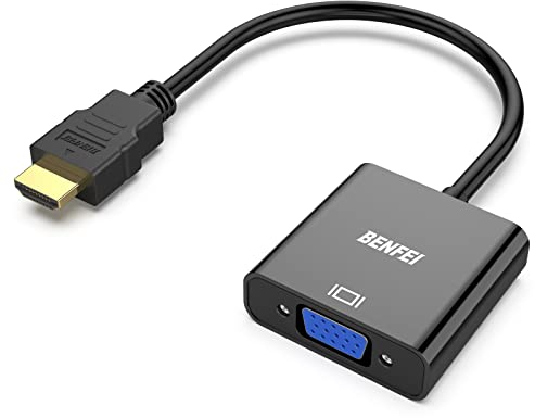 BENFEI HDMI to VGA, Gold-Plated Adapter (Male to Female) for Computer, Desktop, Laptop, PC, Monitor, Projector, HDTV, Chromebook, Raspberry Pi, Roku, Xbox and More - Black