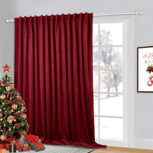 StangH Room Darkening Curtains Red - Extra Wide 120 inches Long Theater Velvet Drapes for Display Window Decor, Holiday Backdrop Curtains for Party/Hallway, 100 x 120-inch, 1 Panel
