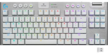 Logitech G G915 LIGHTSPEED TKL Mechanical Tenkeyless Wireless Gaming Keyboard, Low Profile, GL-Tactile Switch, LIGHTSYNC RGB, Ultra-thin Design, +40 Hours Battery Life, QWERTY US Layout - White