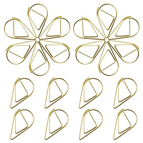 Chudian 150pcs Pinzas Clips Marcador Clip para Papel de Gotas Clip Dorado Fotos Oficina Pinzas Oficina Colores Metal Clips Oficina Pequeños Para Oficina, Hogar, Manualidades, Fotos (25mm)