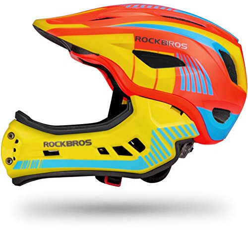 ROCKBROS Kids Full Face Helmet Kids Bike Helmets Lightweight Toddler Mountain Bike Helmet Detachable for MTB BMX Skating Cycling Scooter Safety Bicycle Helmets for Youth Child Boys Girls Ages 3-16