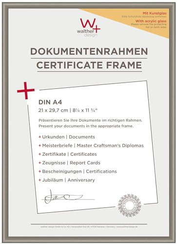 walther designCornice per quadri in acciaio 21 x 29,7 cm (DIN A4) con vetro artistico confezione da 3, cornice in plastica New Lifestyle KVX130D3