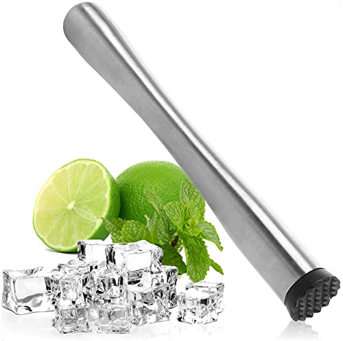 Triturador de cócteles Robin Goods® - Triturador de hielo de acero inoxidable - Triturador de hielo - Mortero de cóctel con cabeza de plástico - Exprimidor de cal - Accesorios (1 pieza - mortero)