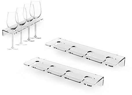WANLIAN Weinglashalter, Acrylglashalter (2 Stück), Wandweinglashalter, zur Aufbewahrung und Aufbewahrung von Weinglas (Transparent)