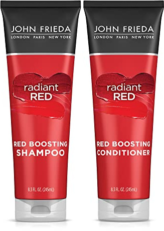 John Frieda Red Enhancing Shampoo & Conditioner Bundle, Radiant Red Hair Care for Redheads, Helps Enhance Shades, Pomegranate & Vitamin E