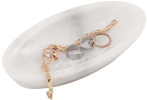 Radicaln Bandeja Joyero de Mármol, Blanca, 17,8 cm