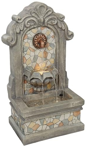 Sunnydaze 27 H Enchanting Estate Free-Standing Outdoor Fountain - Flat Back Outdoor Wall Fountain for the Patio, Deck, or Yard