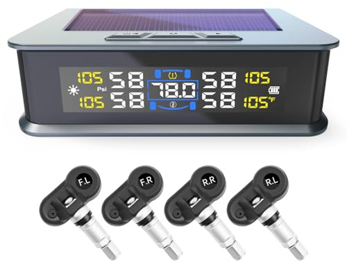 Sistema de control de presión de neumáticos de coche con 4 sensores internos, indicador de presión de temperatura en tiempo real, alarma de seguridad