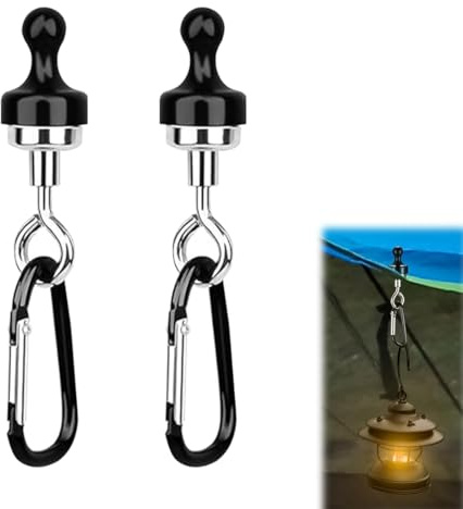 2 Pezzi Grandi Ganci Magnetici Extra Forti, Ganci Calamite Potenti da Campeggio, Calamita Potente con Gancio, con Moschettone, Supporto Magnetico per Campeggio Garage Cucina Ufficio Bagno