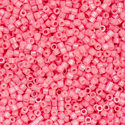 John Bead 25g Cylin Beads Opaque Pink Carnation 11/0 Glass Cylindrical Seed Beads for Jewelry Bracelets Necklaces Earrings Making Embroidery