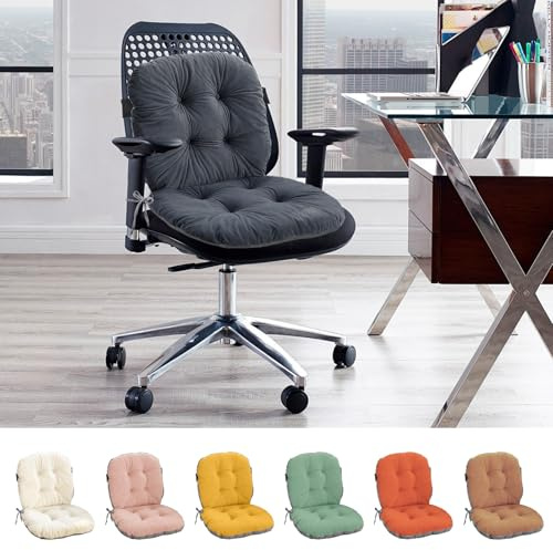 BOUFEIDA Coussin De Chaise Exterieur 2 Unité Coussin Assise Chaise Jardin Dossier avec Housse Amovible, Coussin De Chaise De Bureau avec Attaches, Bascule D'interieur Gris 42x85cm