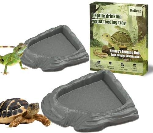 MaNeaz 2 Pezzi Ciotola Per Tartarughe Di Terra Abbeveratoio Per Tartarughe Di Terra Teca Per Rettili Bacino Idrico Del Bacino Alimentare Reptile Per Tartarughe Geco Serpente（J）