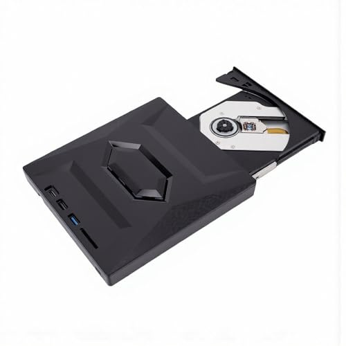 YUEHISY Extern Blu-ray-enhet, Inbyggd USB-hubb och SD/TF-kortläsare Blu-ray-brännare – USB 3.0 Type-C BD/DVD/CD-spelare