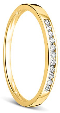 Orovi anillo de mujer compromiso/aniversario 0.10 Quilates diamantes en oro amarillo 9 kilates ley 375