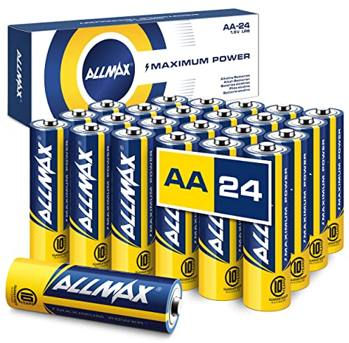 Allmax AA (LR6) Maximum Power Alkaline Double A Batteries (24 Count) – Ultra Long-Lasting, Leakproof Design, 10-Year Shelf Life, Maximum Performance (1.5V)