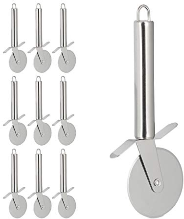 Relaxdays Pack de 10 Cortadores de Pizza Afilados, Acero Inoxidable, Plateado, 19,5 x 7 x 2 cm