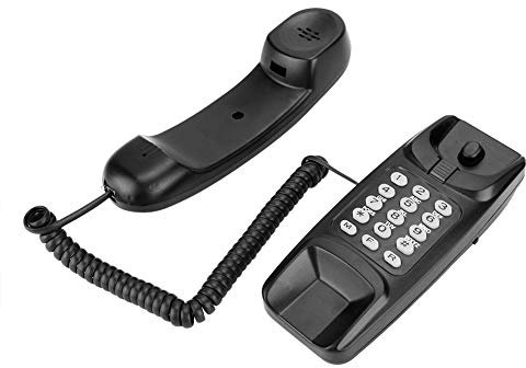 Telefono fisso da parete per uso domestico, mini telefono da ufficio con filo da scrivania, funzione di ricomposizione, flash e silenzioso, adatto per hotel, uffici e case(nero)