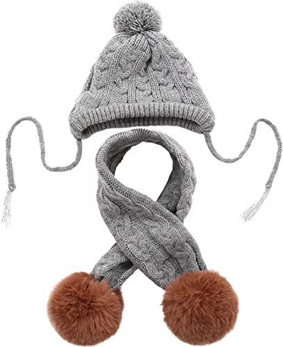 Kuoser Ensemble chapeau et écharpe pour chien en tricot pour animal de compagnie, bonnet de Noël et d’hiver avec cache-oreilles, pour chiens de petite taille et moyenne