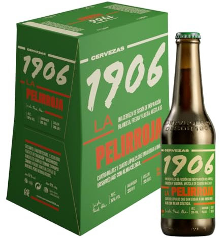 1906 Galician Irish Red Ale - Cerveza Premium Extra, Pack de 6 Botellas x 33 cl, Sabor Tostado y Aroma Maltoso, Galardonada Internacionalmente, 5% Volumen de Alcohol