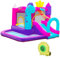 Outsunny Château Gonflable avec Toboggan, Trampoline, Aire de Jeux Piscine et Panier Jusqu'à 3 Enfants +3 Ans gonfleur et Sac de Transport Souffleur 350W Inclus dim. 300L x 270l x 200H cm Multicolore